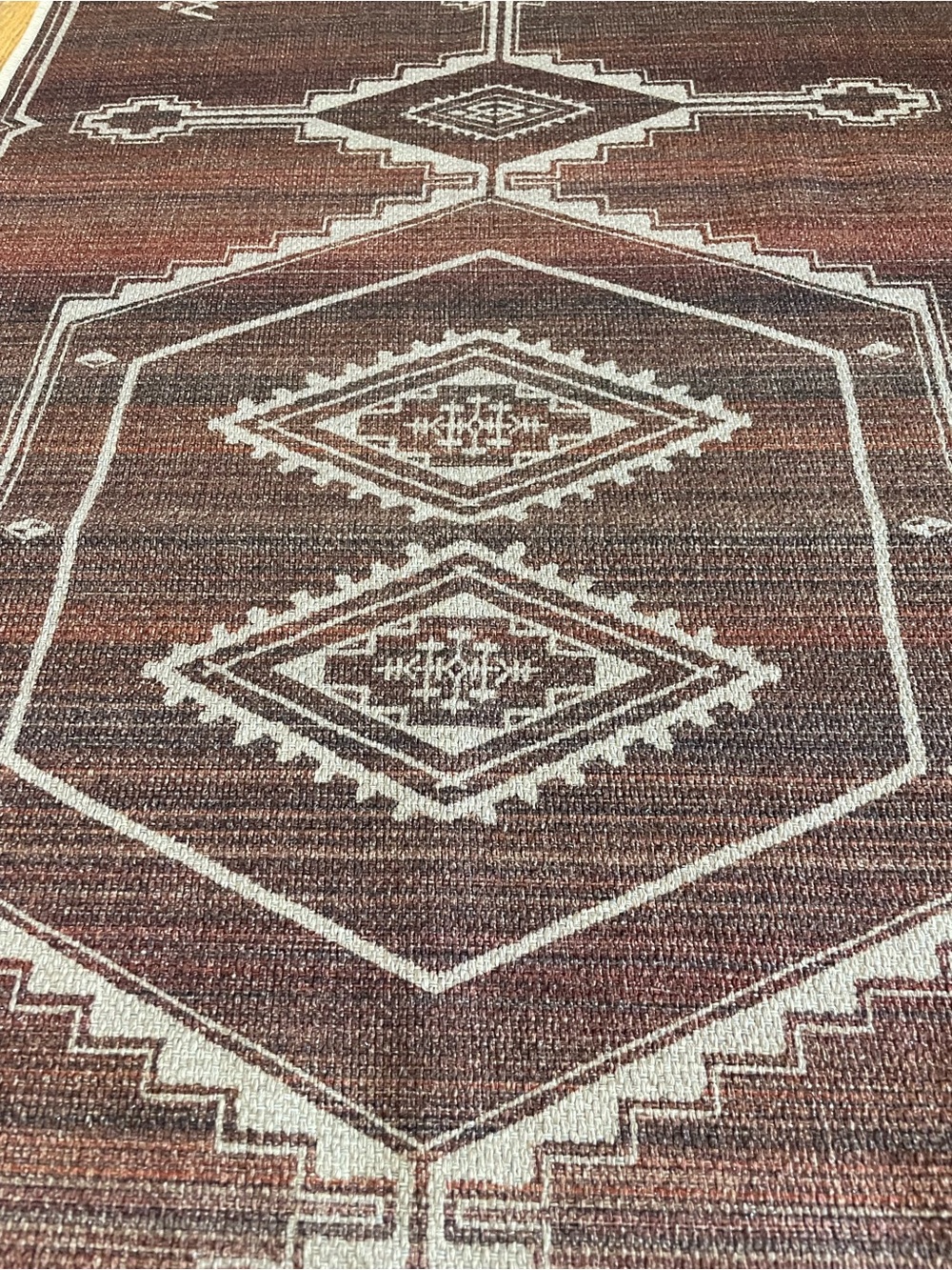 Ruggable Area Rug Cover-Rust Red Geometric - Picture 2 of 7